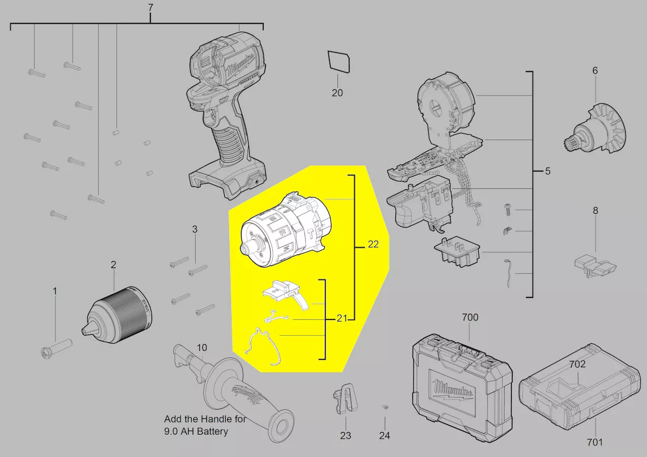 Boite engrenages transmission réf. 4931436761 Milwaukee